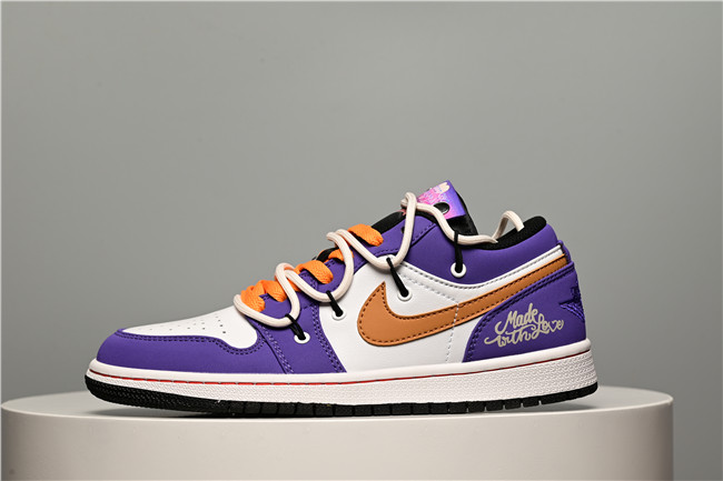 Women's Running Weapon Air Jordan 1 Low Purple/White/Orange Shoes 0395